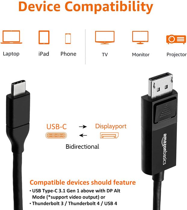 kabel displayport - usb typ c amazon 0,9 m