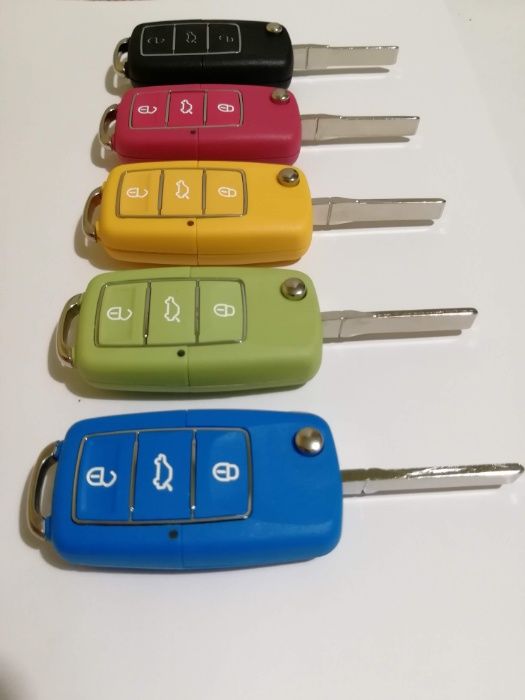 Выкидной ключ VW, Skoda, Seat, Audi + Лого + Батарейка