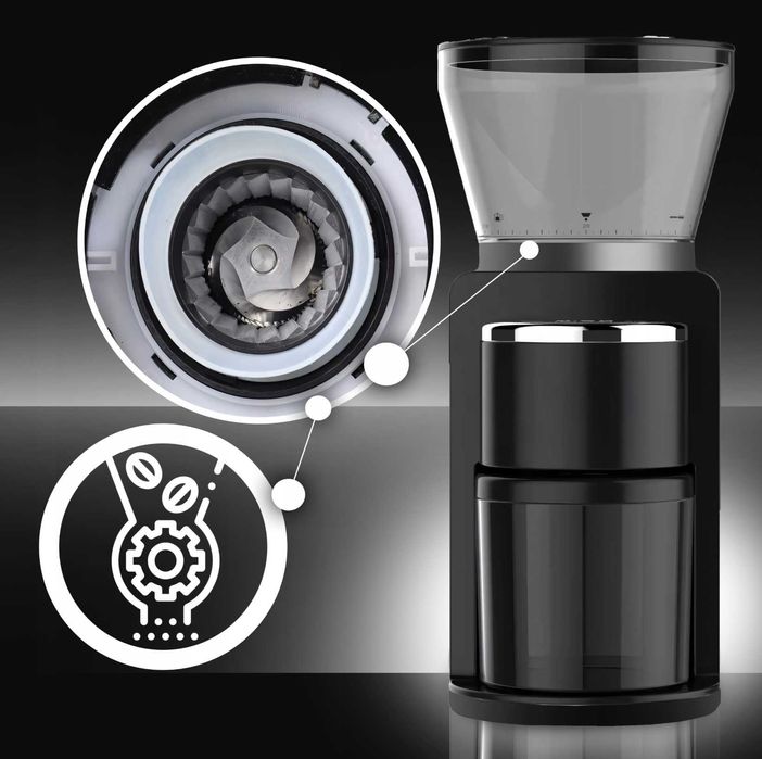 Elektryczny Młynek Do Kawy 180W Żarnowy Automatyczny + 52 Poziomy