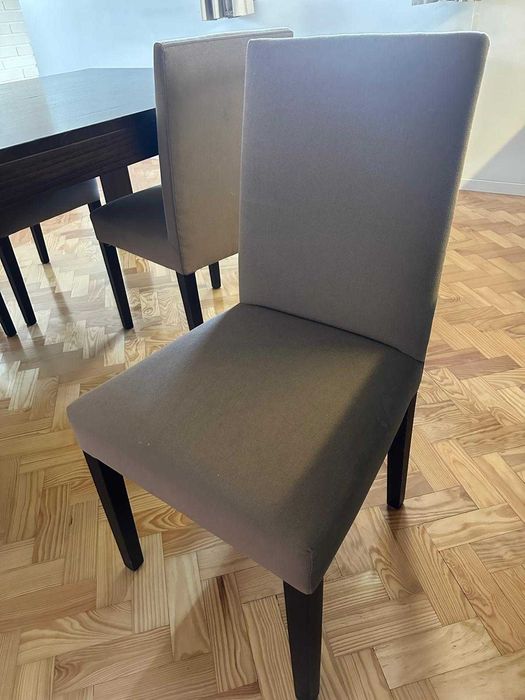 Mesa de jantar de madeira maciça extensível e 6 cadeiras