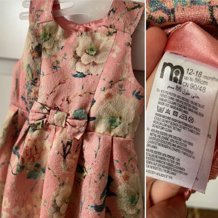 Сукня/плаття на рік/рочок : PRIMARK 9-12 місяців , пудра 12-18 місяців