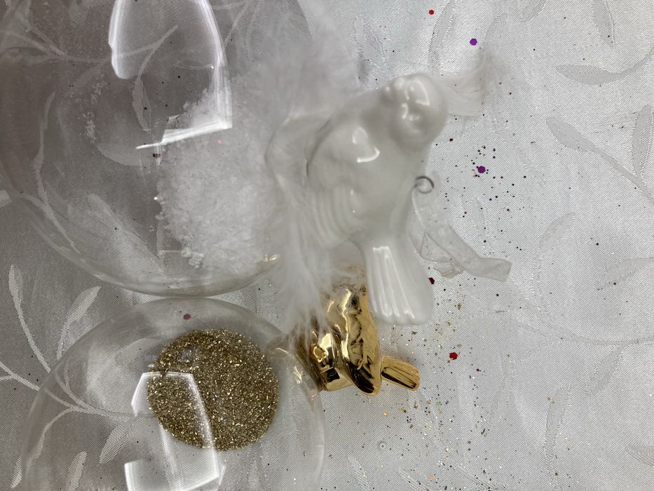 Ёлочные игрушки, шары с птичкой