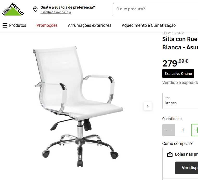 Cadeiras de escritório brancas, elegantes e como novas!