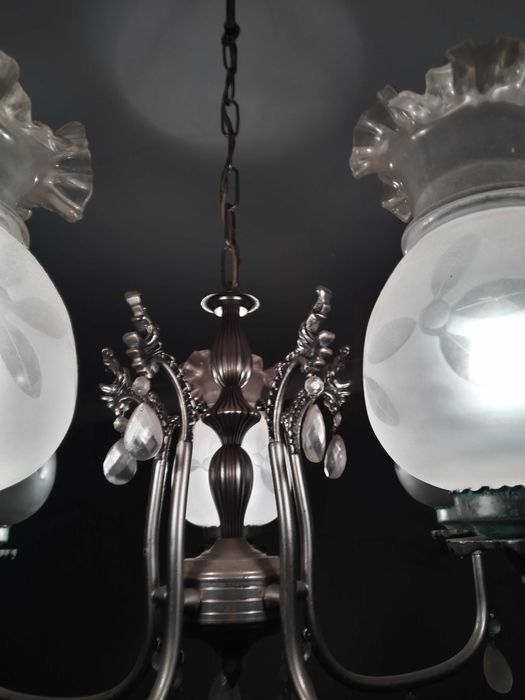 Candeeiro de teto vidro metal Vintage