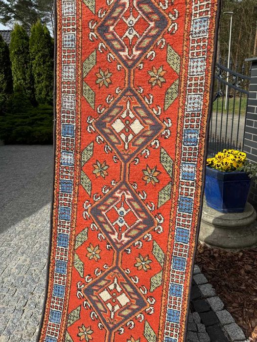 Wełniany chodnik dywan perski r.tkany Iran Hamadan 390x68 gal. 7 tyś