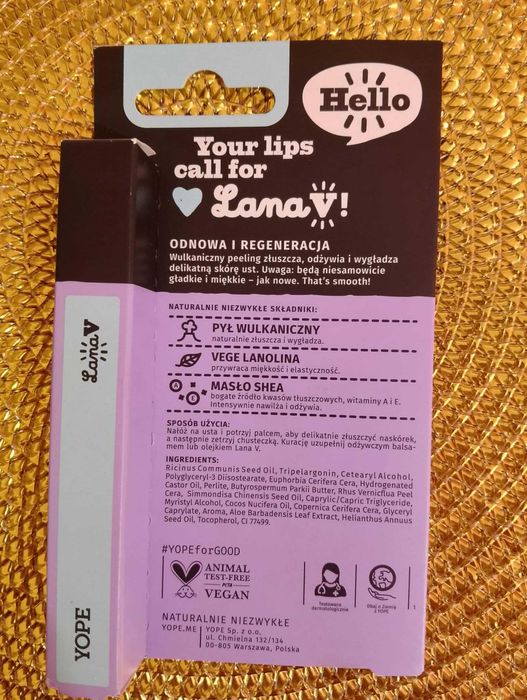 Yope, Lana V, wygładzający peeling do ust