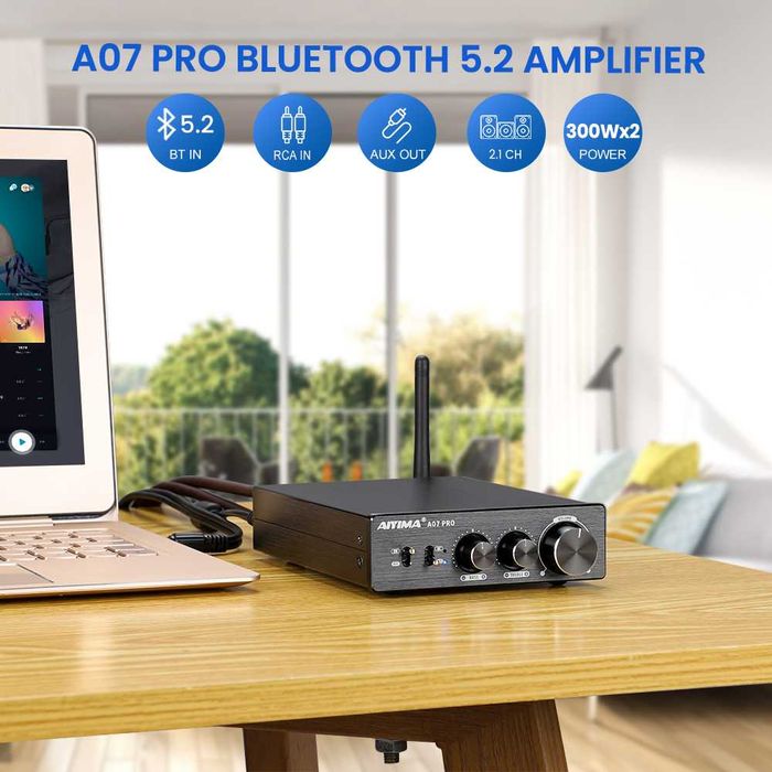 двоканальний Hi-Fi підсилювач з Bluetooth AIYIMA A07 Pro + 36V6A
