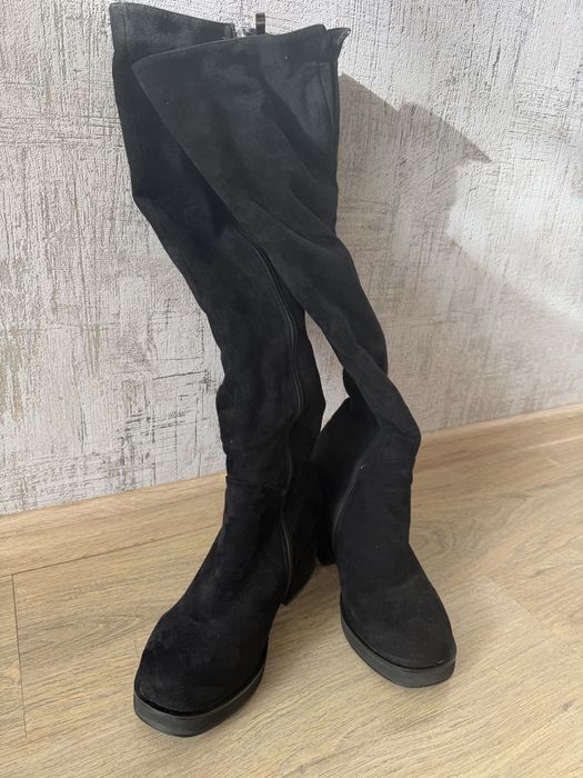 Чоботи зима єврозима ботфорти замшеві