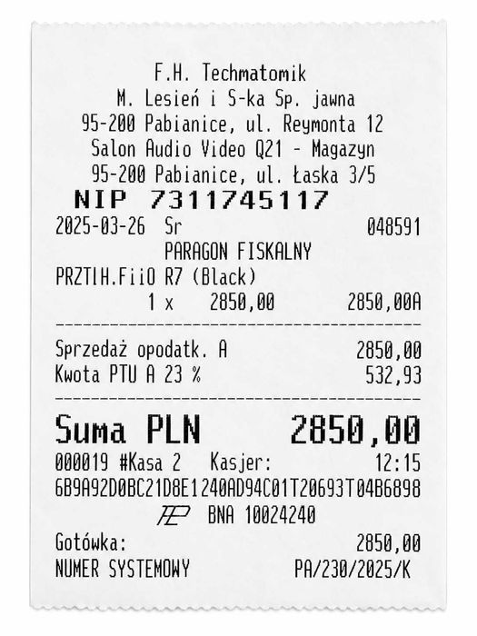 FiiO R7 odtwarzacz sieciowy DAC – pudełko i akcesoria