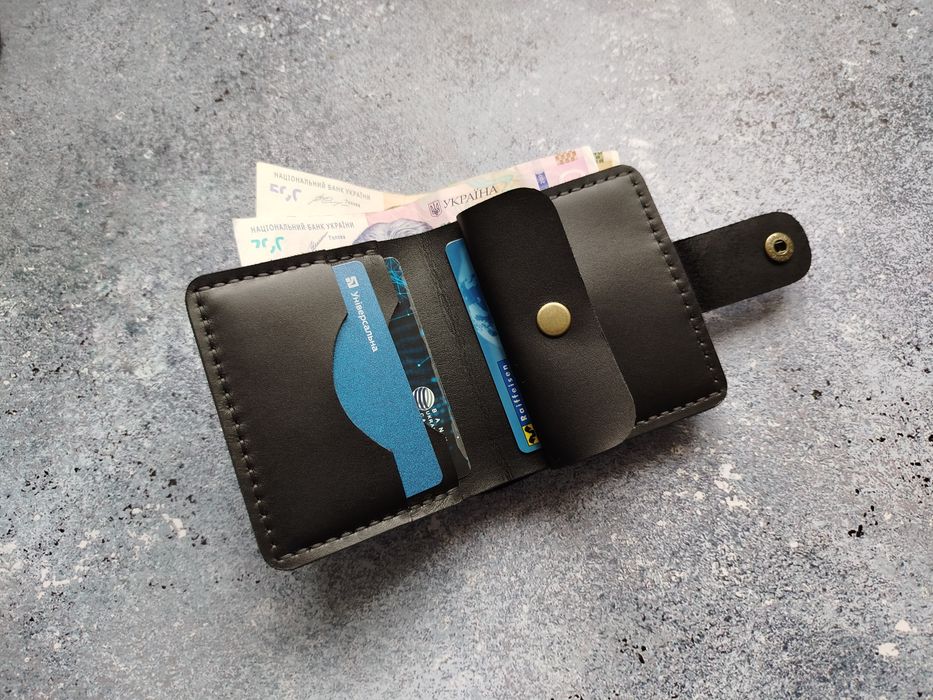 Шкіряний гаманець портмоне кожаный бумажник кошелек зажим біфолд акція