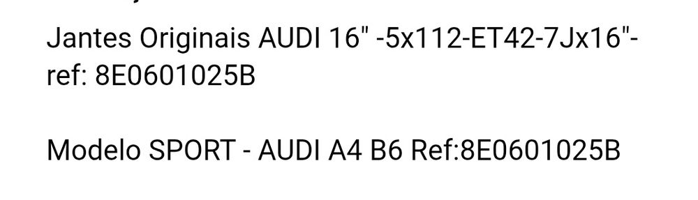 4 Jantes 16" para Audi A4