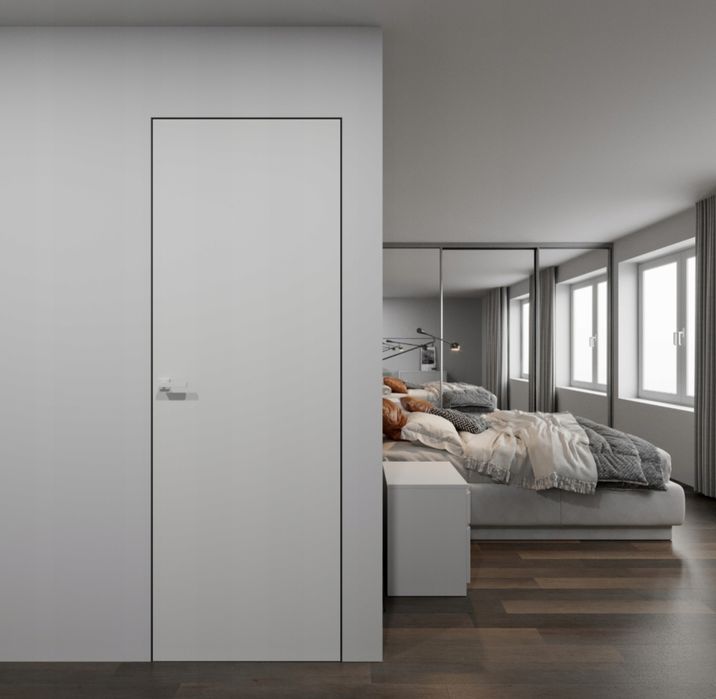 Drzwi Ukryte UNI ościeżnica aluminiowa 90 LEWE do malowania