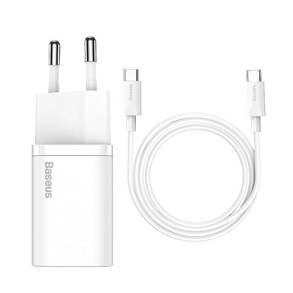 Szybka ładowarka sieciowa Baseus Si USB-C 25W 3A z kablem USB-C / USB-