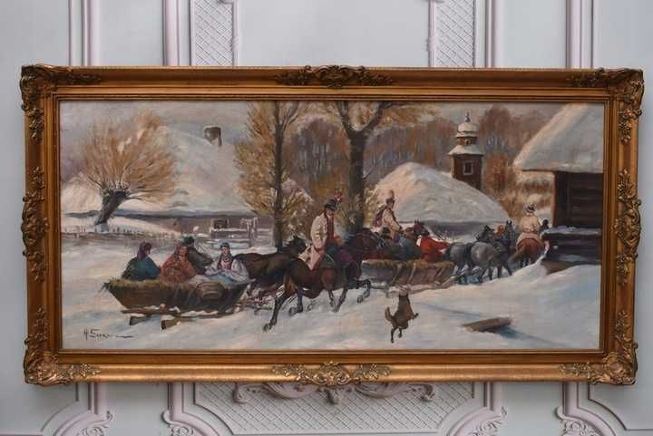 A. Setkowicz - Wyprawa Do Kościoła - Wieś Sanie Zima - Stary Olejny