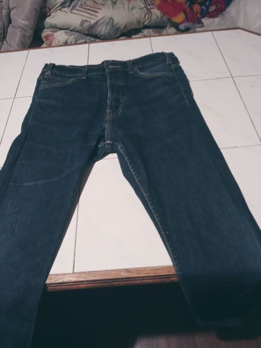 Jeansy granat slim 34\34 Lee proste rurki