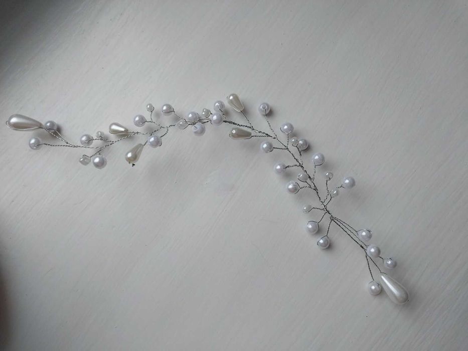 фата з бісером по краю  біла