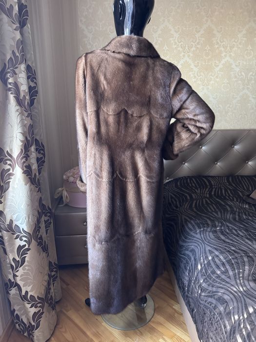 Норкова шуба 48-50, колір соболь 135 см, норка довга