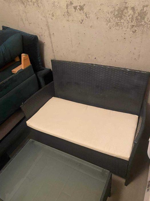 Tarasowy zestaw ogrodowy z poduszkami 1stolik 1 kanapa grafit Gdańsk