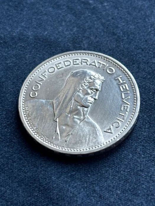 Срібна монета Швейцарії 5 франків 1965 року