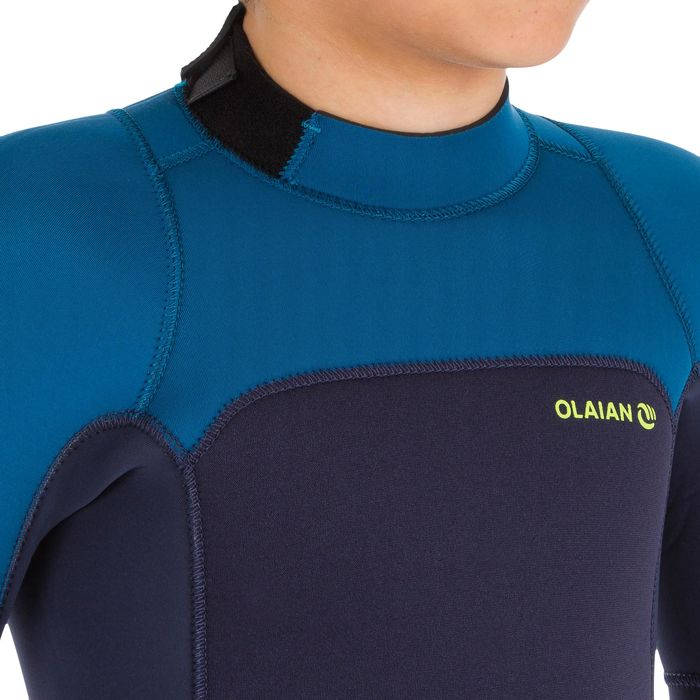 Fato de Surf 500 Neoprene 4/3 mm Criança Azul Amarelo