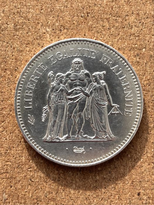 Срібна монета 50 франків 1979 року Франція