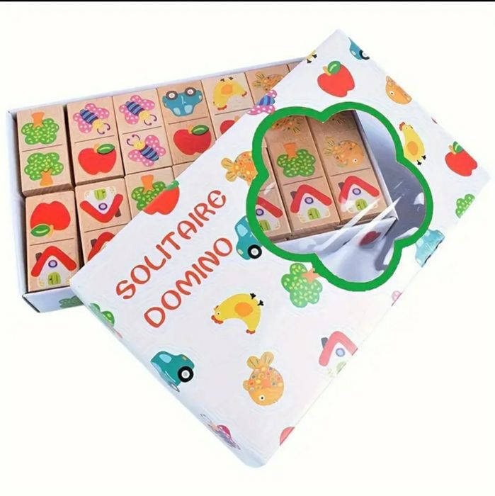 Domino obrazkowe drewniane