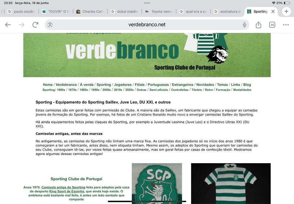 Antiga camisola do Sporting Clube de Portugal da marca Saillev Rara