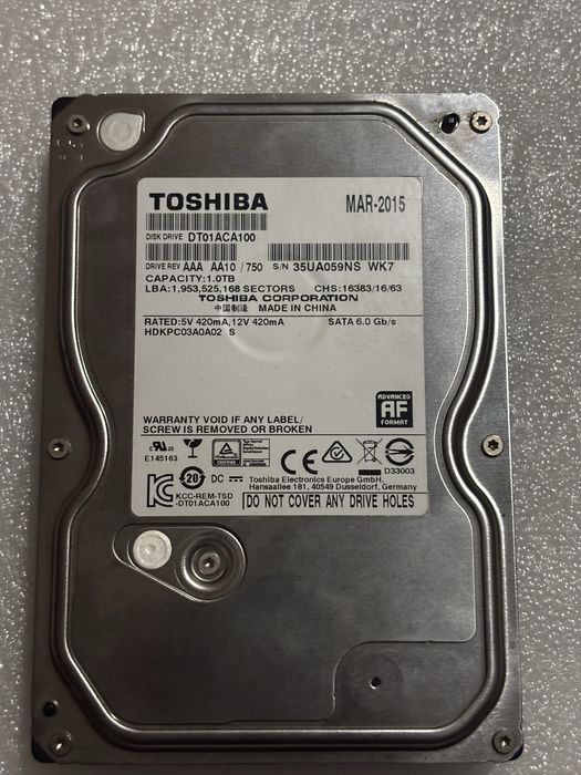 жорсткий диск hdd 1tb toshiba 7200rpm