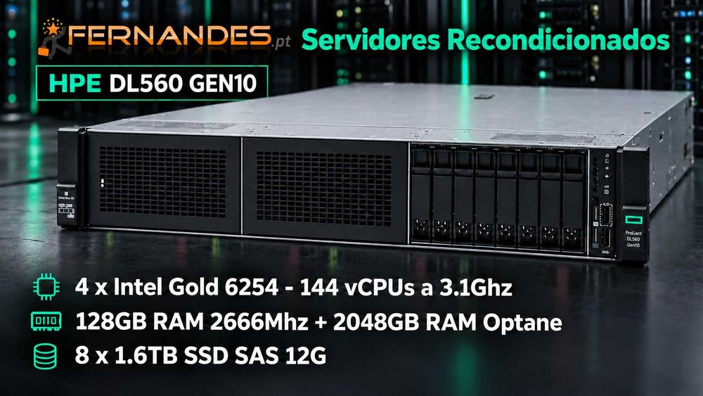 HPE DL560 Gen10 Gen10 | 144 x vCPU + 2TB RAM + 8x 1.6TB SSD SAS