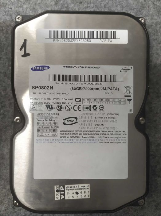 Dysk Samsung SP0802N REV: D 80GB IDE/ATA/PATA 80GB Sprawny bez błędów.
