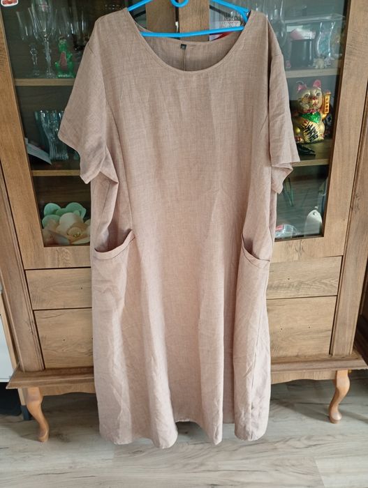 Nowa sukienka damska beżowa 5xl
