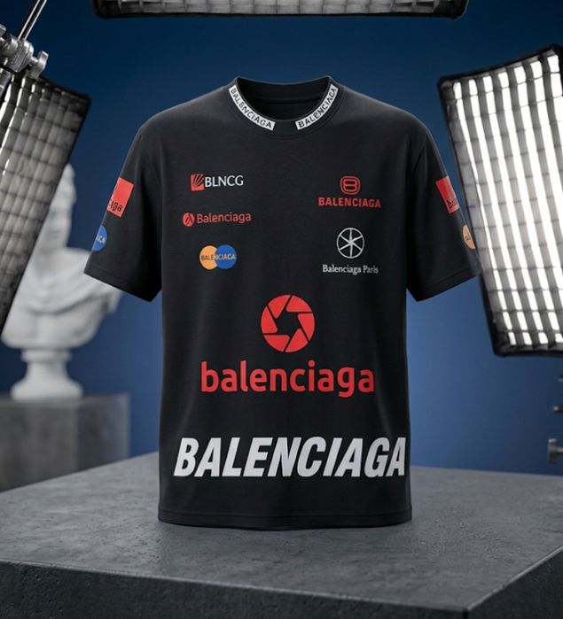 Koszulka balenciaga all over logo logomania highfashion luxury drip swag