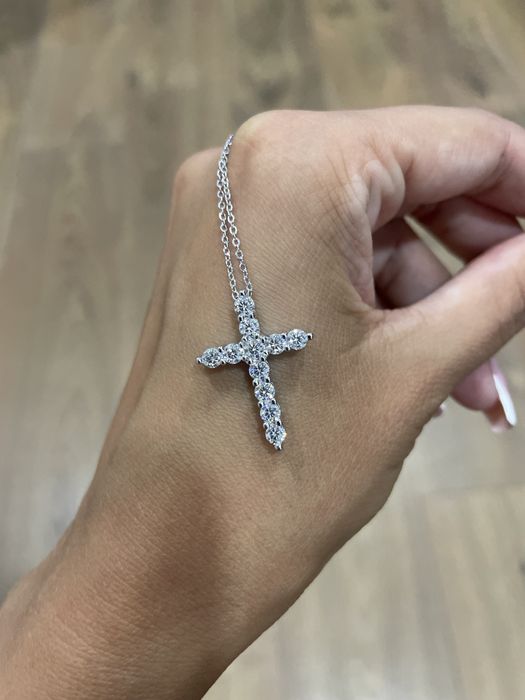 Крестик с муассанитами 1.10ct серебро 925