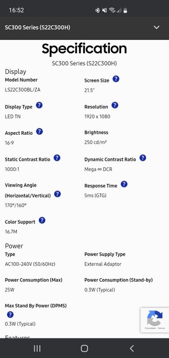 Monitor Samsung 21