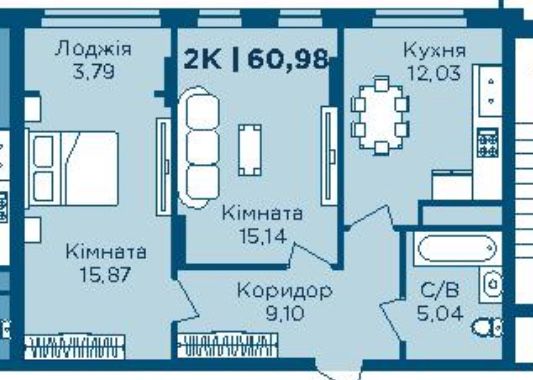 2к. квартира у новому комплексі за акційною ціною!