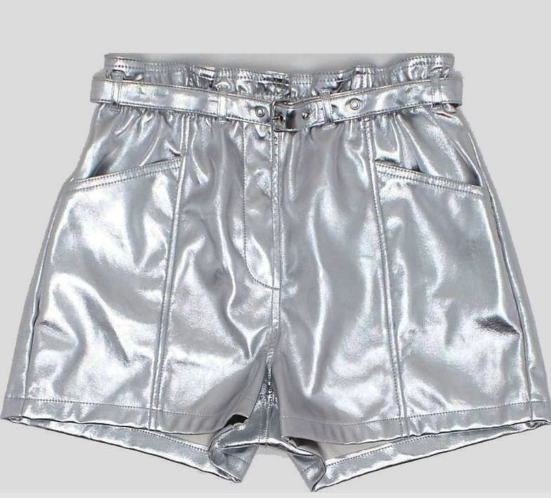 Сріблясті шорти на резинці з ремінцем Pimkie