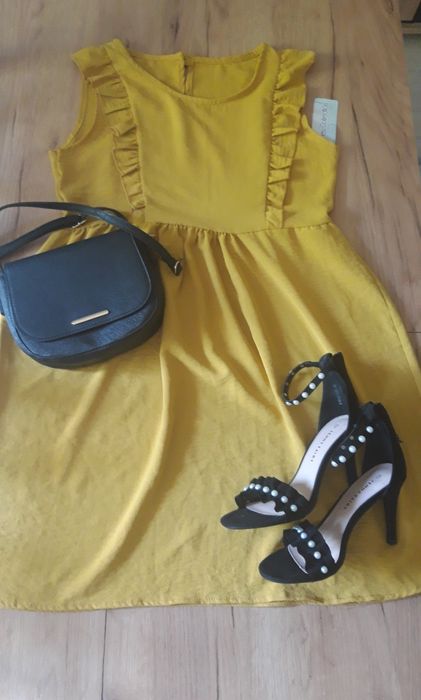 Sukienka musztarda motylek