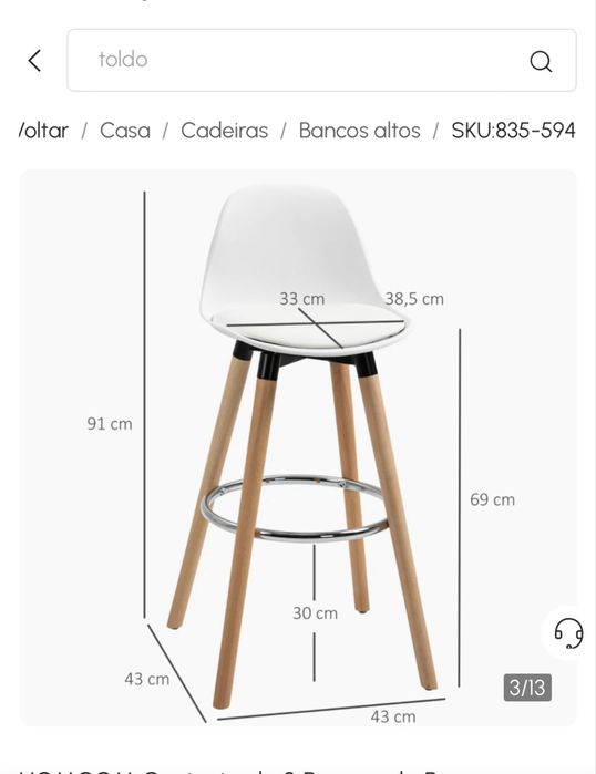 Cadeiras altas novas