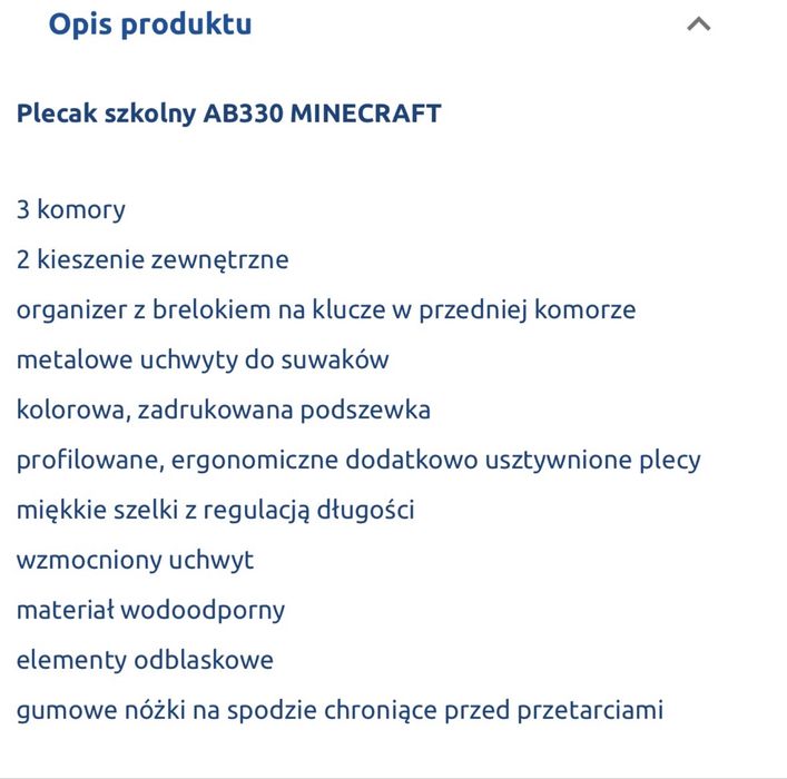 Plecak Minecraft nowy z metka