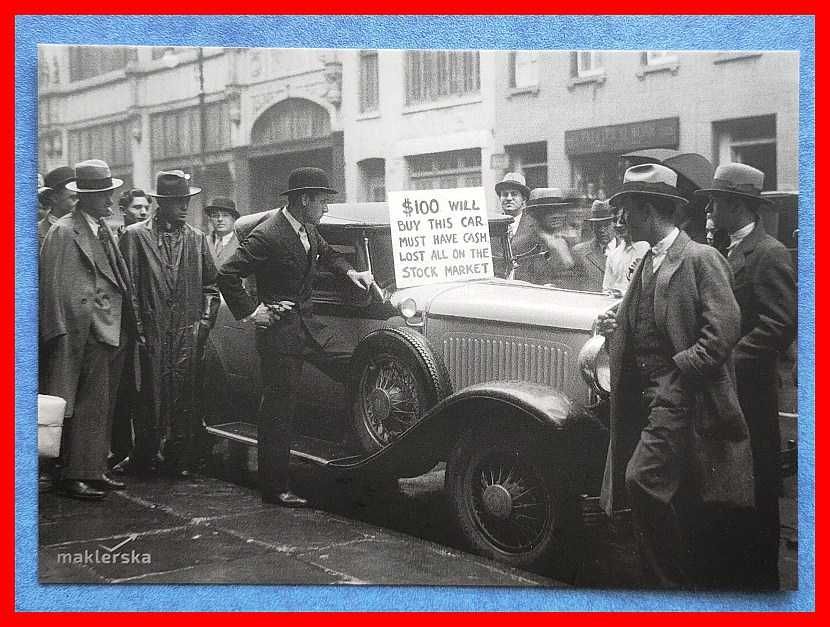 Pocztówka - giełda - krach, Wielki Kryzys 1929