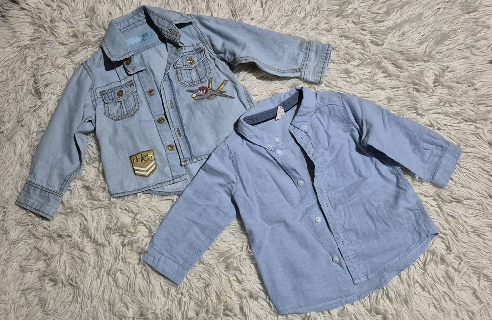 Koszule 2 szt długi rękaw Rebel i h&m rozmiar 80