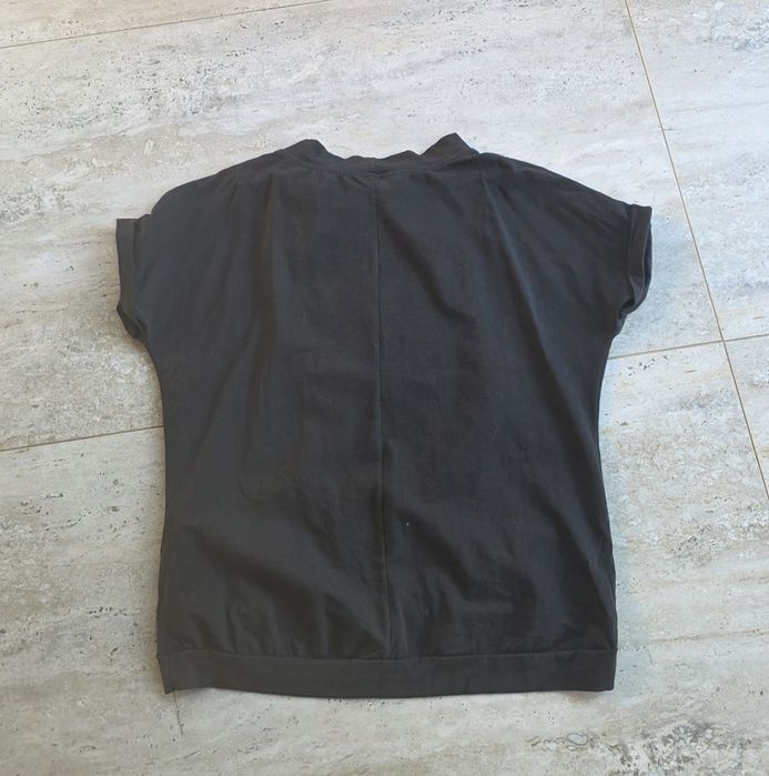 Koszulka M 38 bluzkabkrótki rękaw czarna bawełna panterka oversize