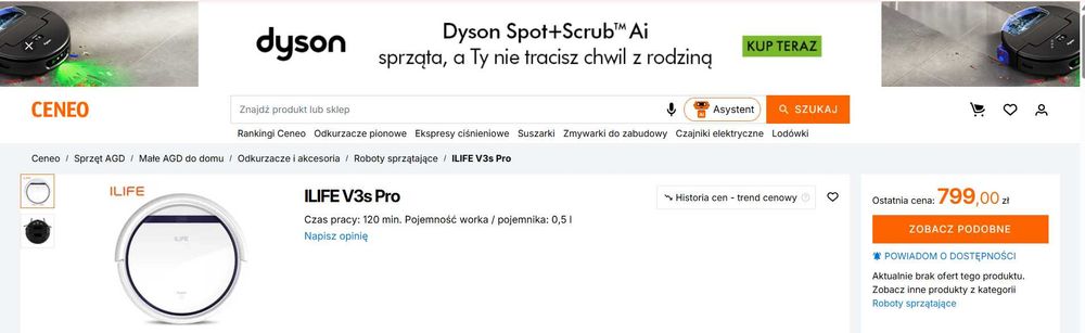 Automatyczny odkurzacz ILIFE V3s Pro