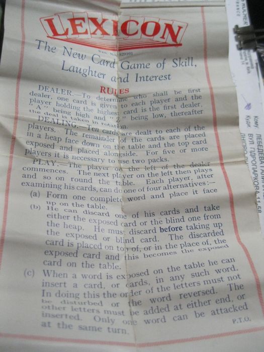 игра карты LEXICON английский waddingtons lexicon playing cards 1950-е