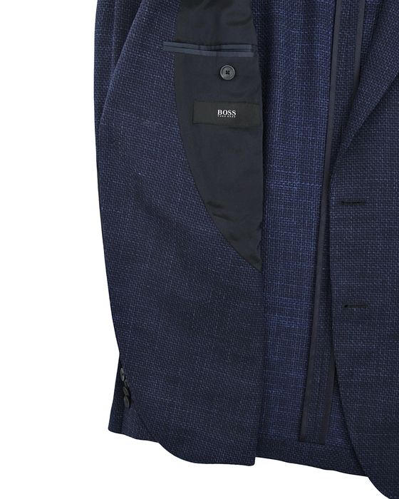 HUGO BOSS  чоловічий синій фактурний піджак з налокітниками. Оригінал. 52 (L/XL)