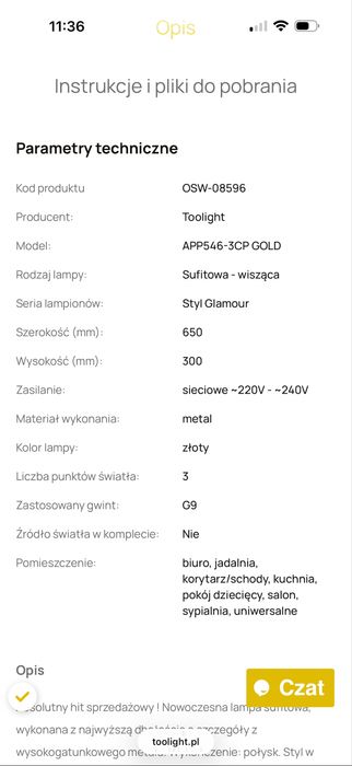 Dwie lampy sufitowe wiszące