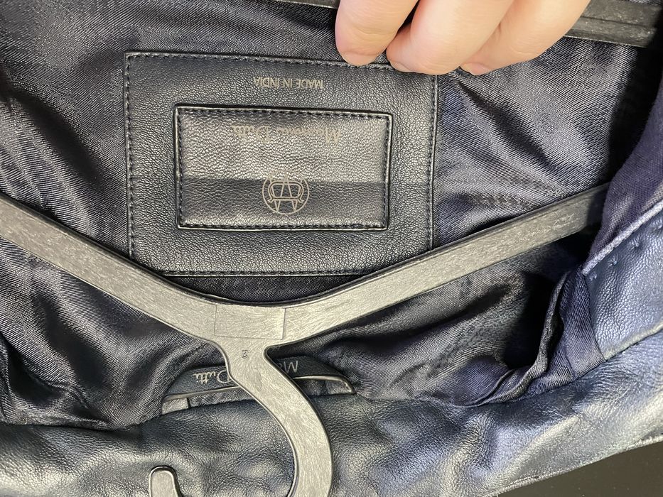 Casaco pele azul escuro Massimo Dutti