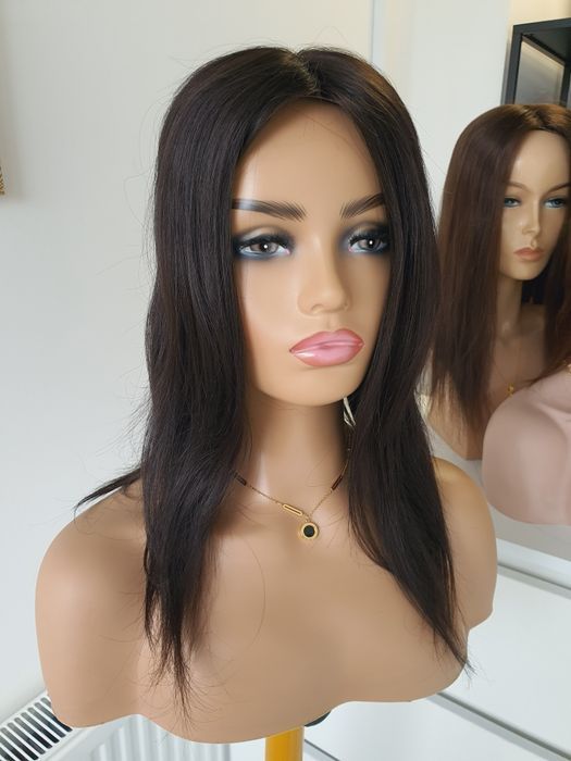 Tupet topper gorzka czekolada mikro skóra włosy naturalne Agnieszka