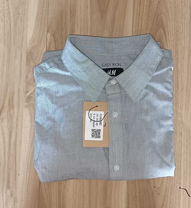 Casualowa koszula z długim rękawem Slim Fit M (medium) szara H&M