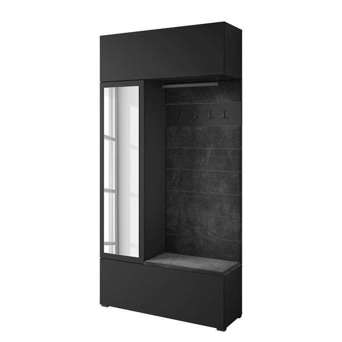 Nowoczesna garderoba do przedpokoju z lustrem – czarna loft